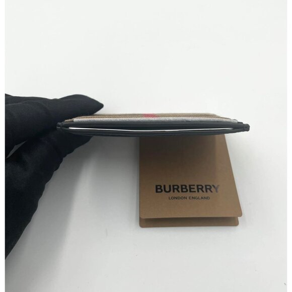 Burberry Sandon Check Canvas & Leather Card Case Black - Picture 6 of 10